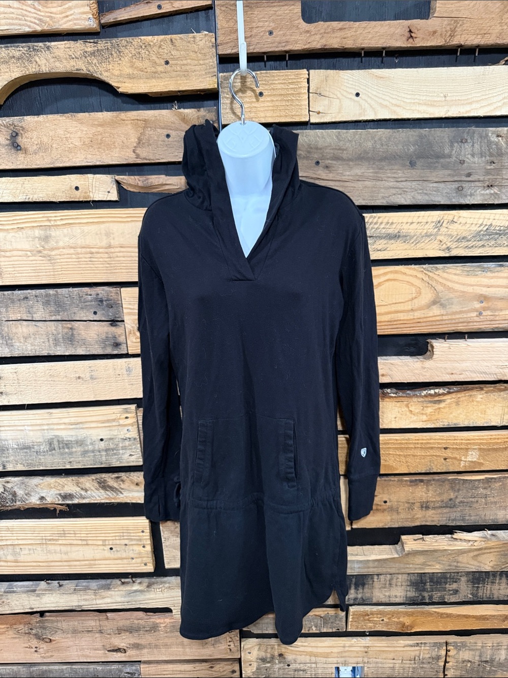 KUHL Black Hooded Athletic Sweater Dress/Swimsuit Coverup Size Large